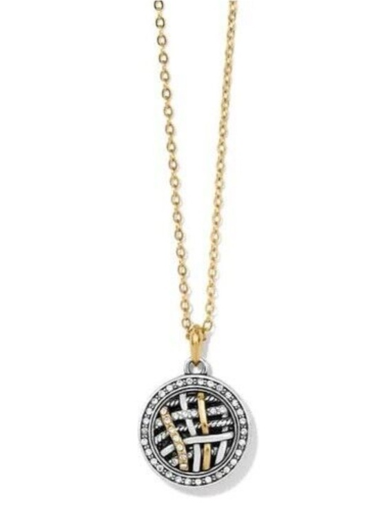 Brighton Jewelry - Brighton Neptune’s Rings Woven Two-Tone Gold and Silver Crystal Round Necklace